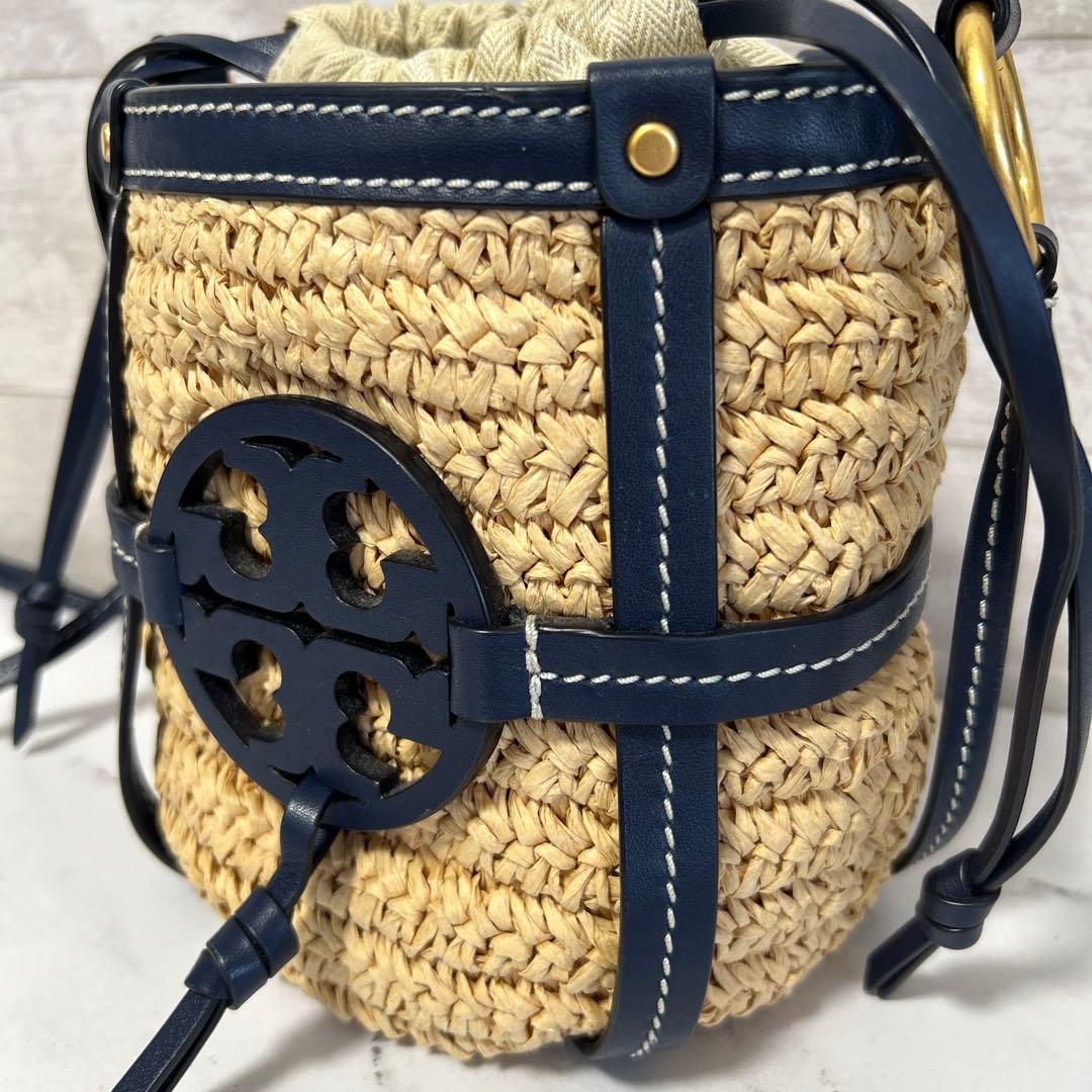 美品　トリーバーチ　Miller Straw Mini Bucket Bag