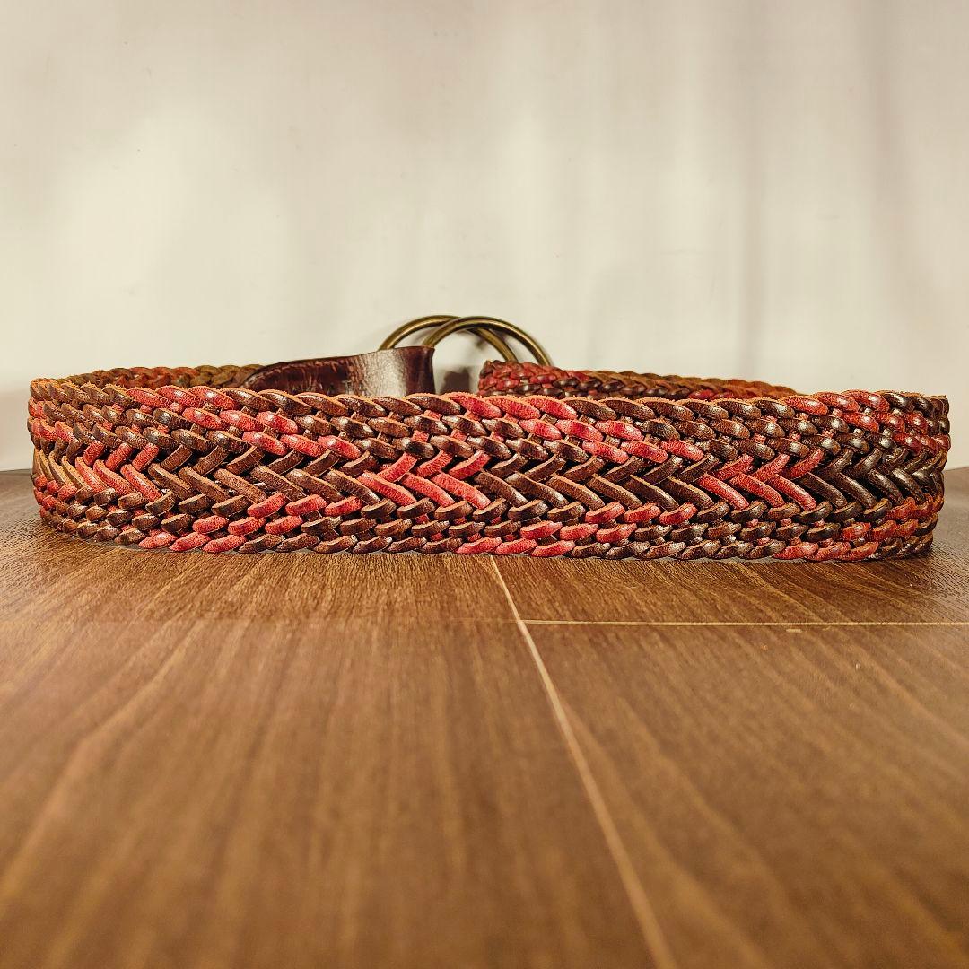 【英国製ヴィンテージ】SCAPA　高級編込みドレスベルト　ダブルリング本革ベルト