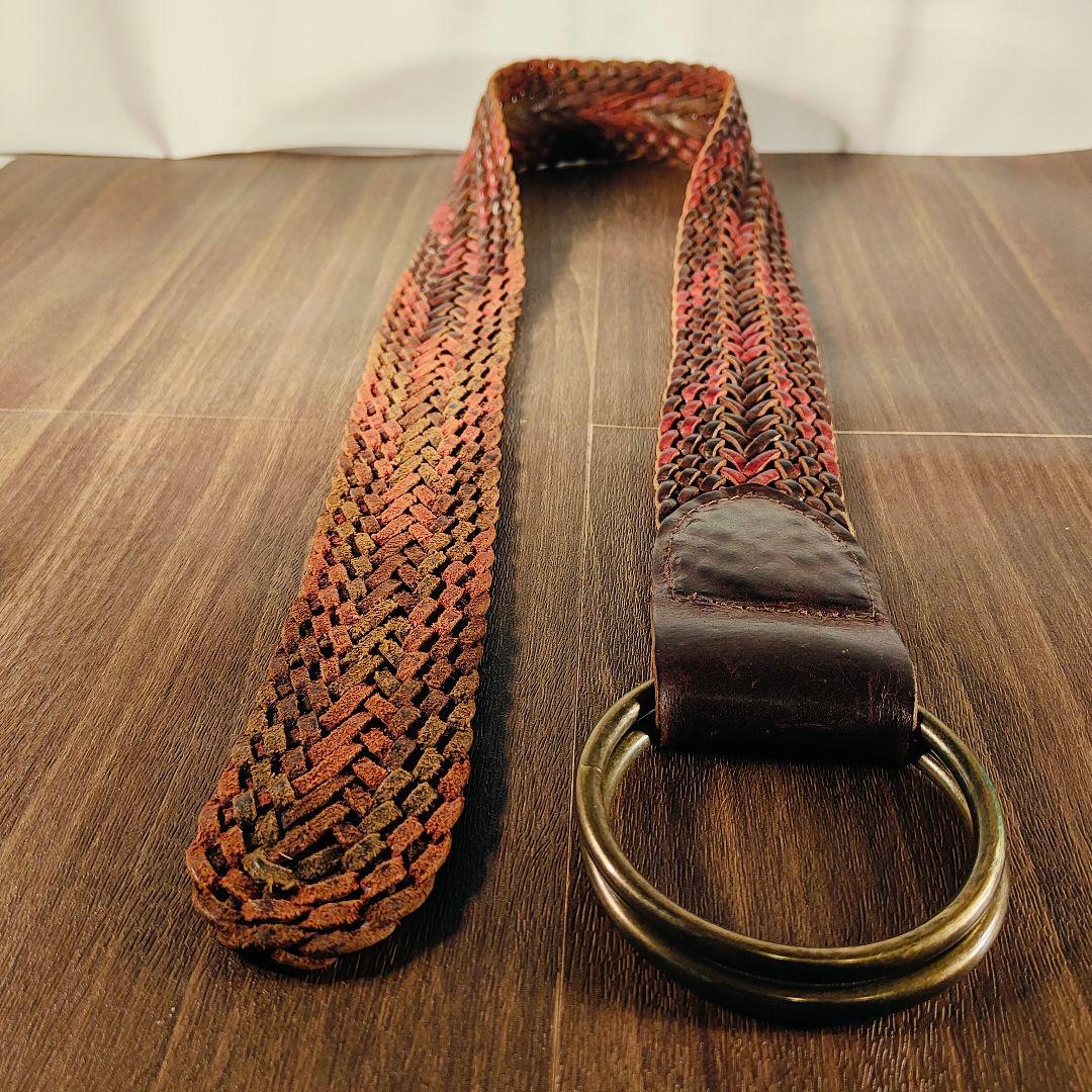 【英国製ヴィンテージ】SCAPA　高級編込みドレスベルト　ダブルリング本革ベルト