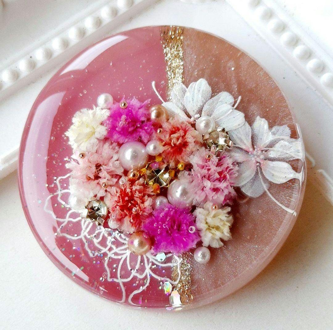 【1604】K☆　レジン　ヘアゴム　ポニーフック　ブロ―チ