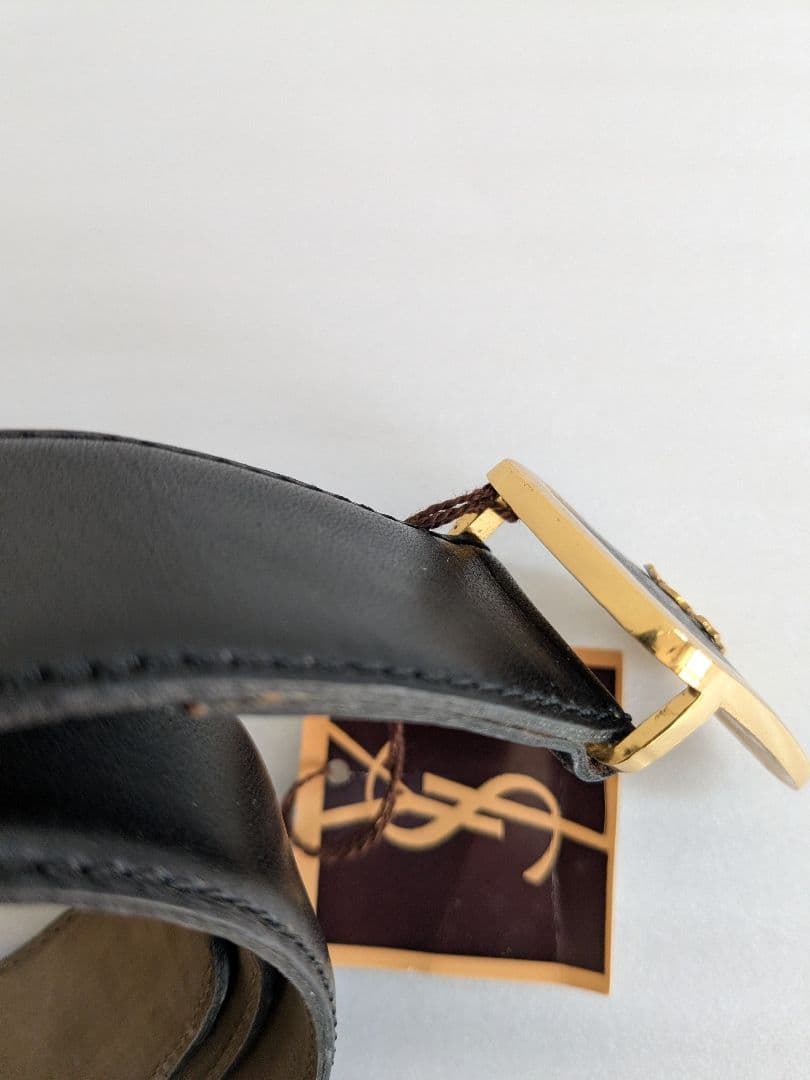 イヴサンローラン ベルト 革 黒 ゴールド ヴィンテージ