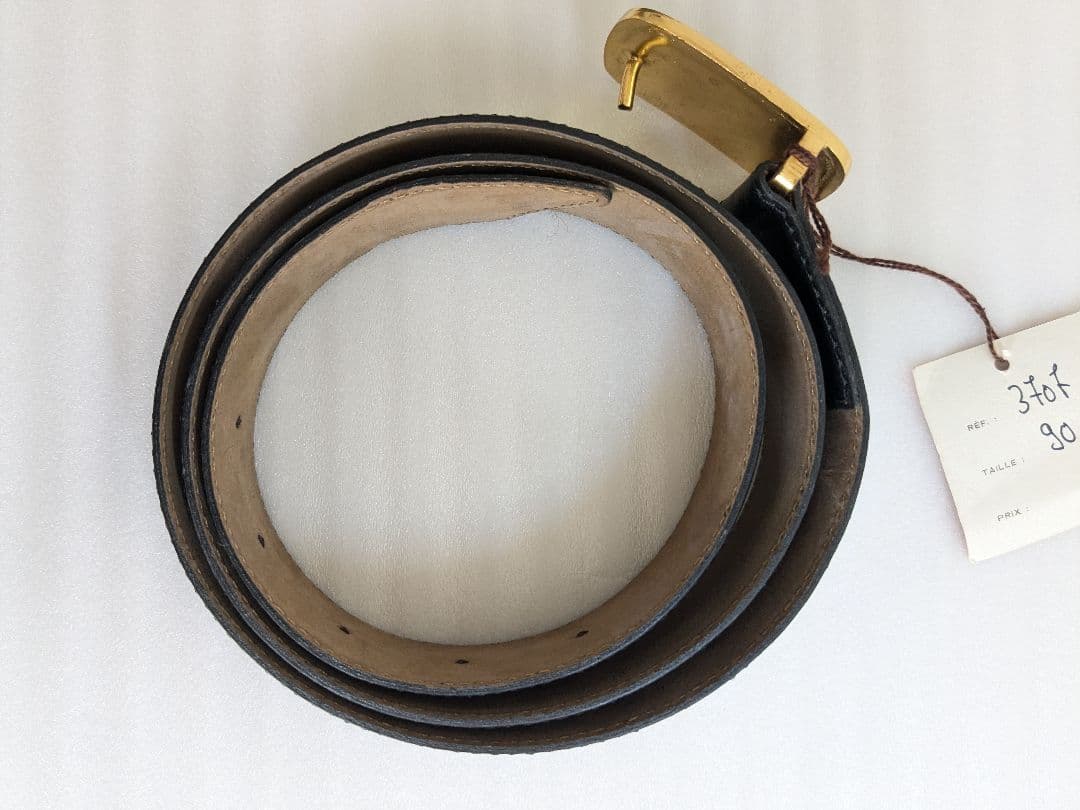 イヴサンローラン ベルト 革 黒 ゴールド ヴィンテージ