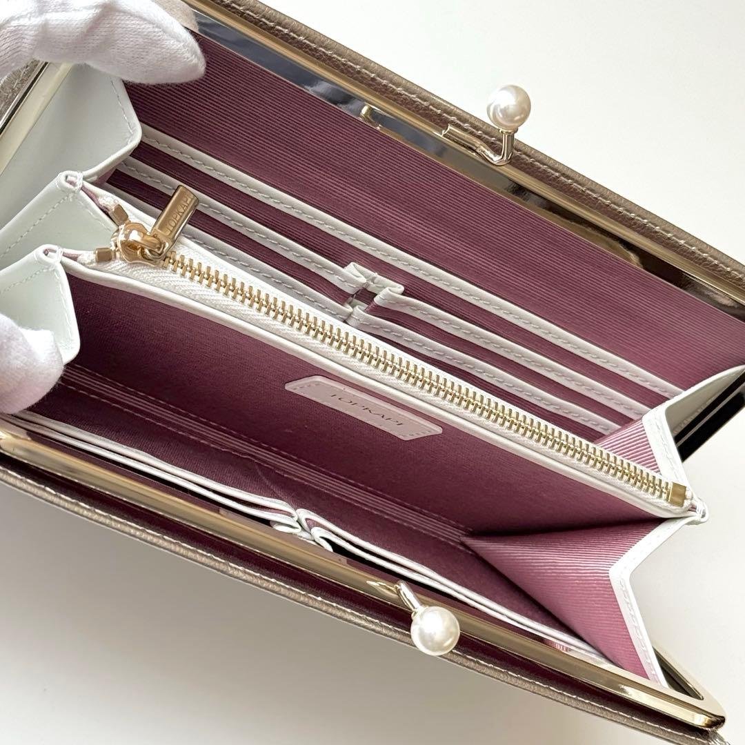 TOPKAPI トプカピ シュリンクレザー パール がま口 長財布