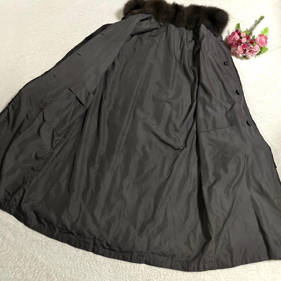 【総丈116cm】ロシアンセーブル使用 ロングコート リバーシブル サイズL
