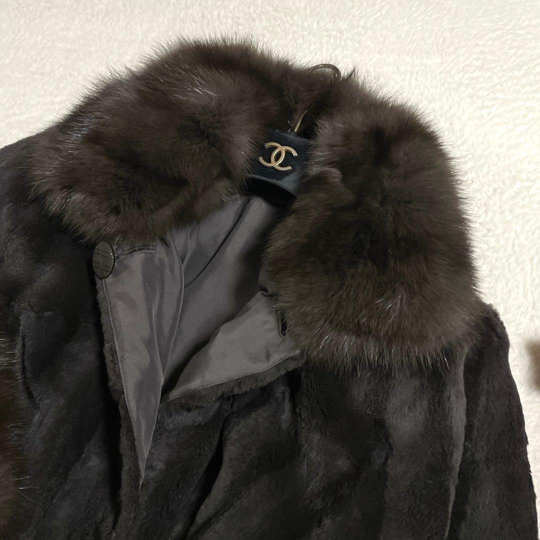 【総丈116cm】ロシアンセーブル使用 ロングコート リバーシブル サイズL