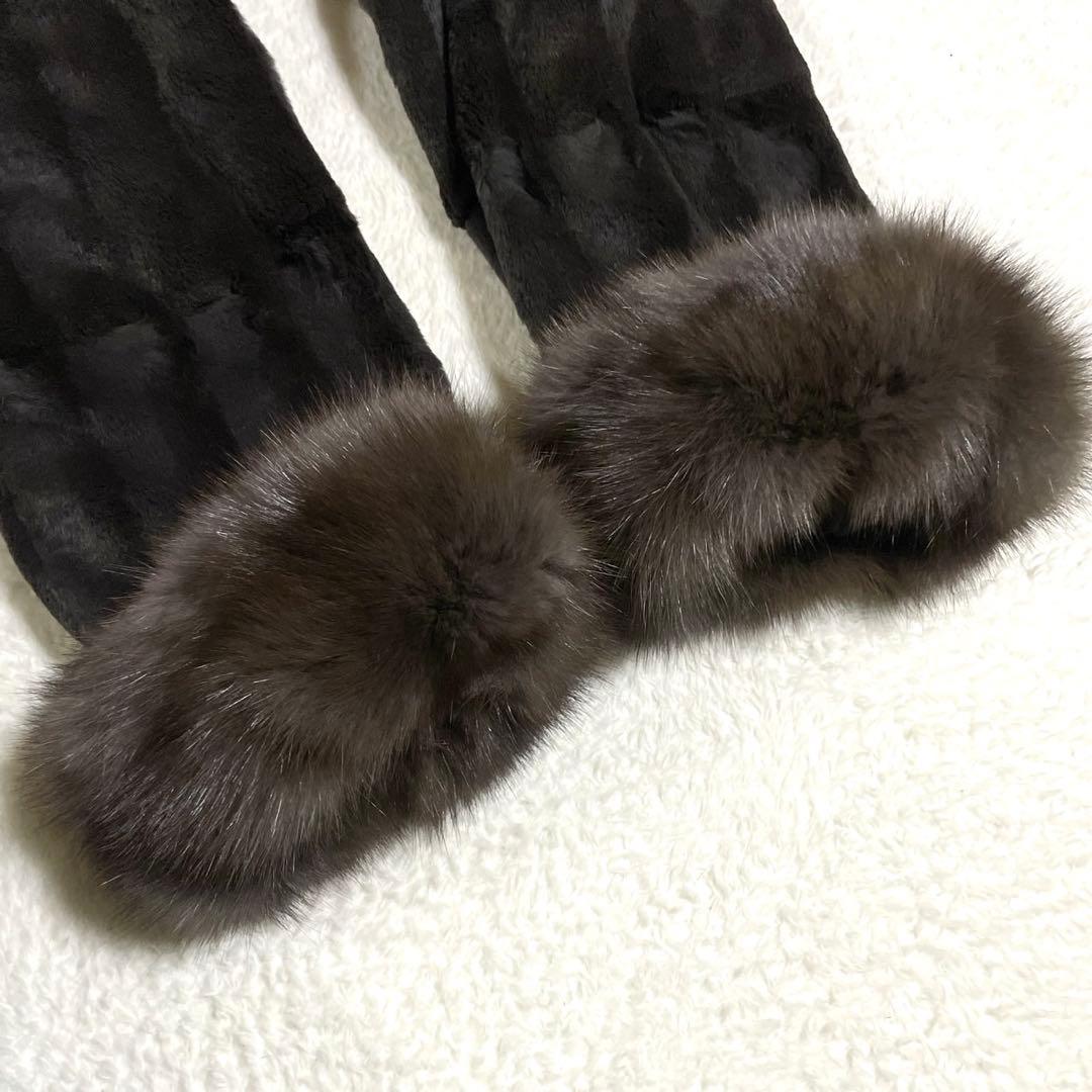 【総丈116cm】ロシアンセーブル使用 ロングコート リバーシブル サイズL