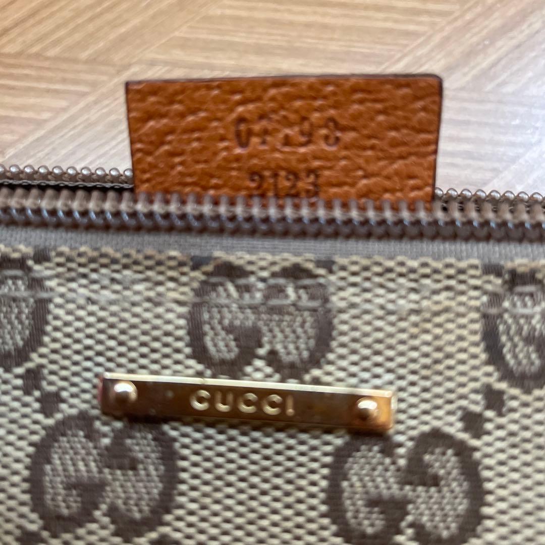 【美品】GUCCI ミニハンドバッグ　アクセサリーポーチ　GG柄　レザー