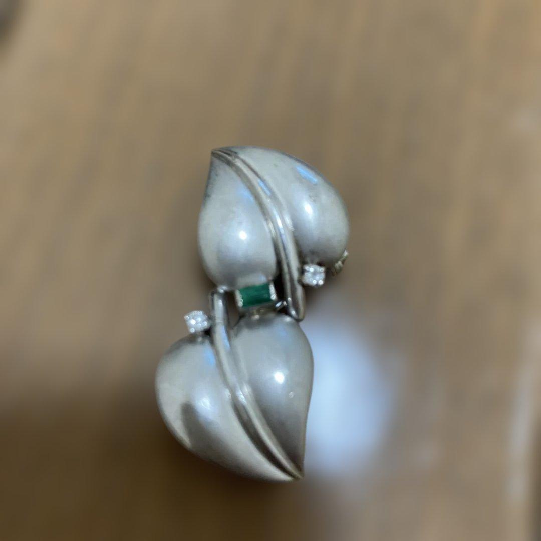 TOPAZ リーフ型 シルバー　ブローチ　帯留