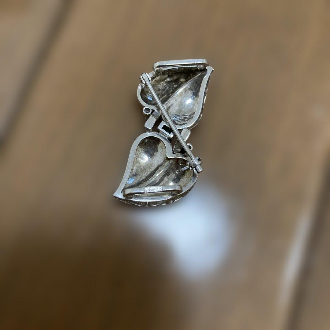 TOPAZ リーフ型 シルバー　ブローチ　帯留