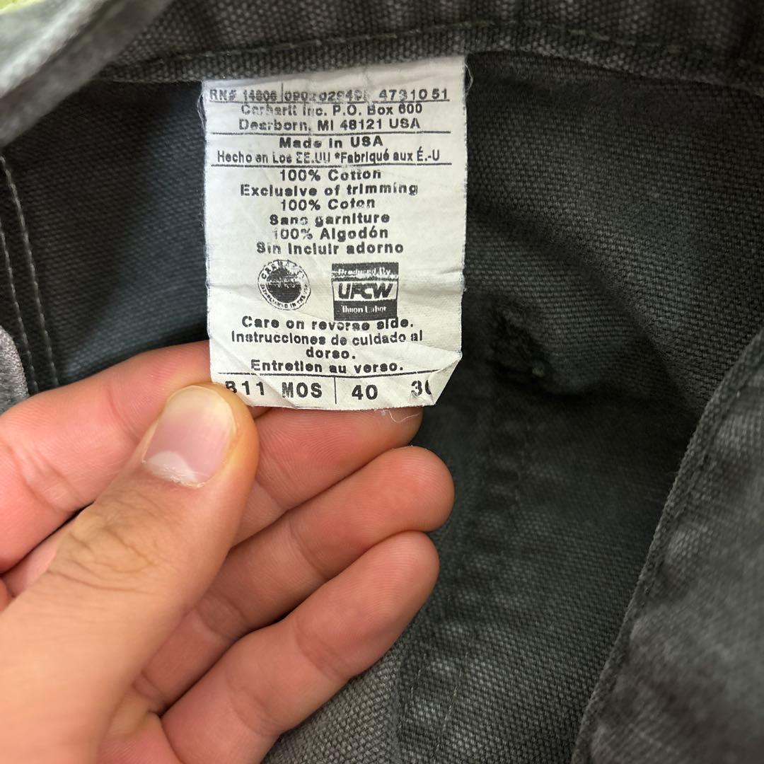 Carhartt ワークパンツ USA製 40×30 フェードグリーン 古着