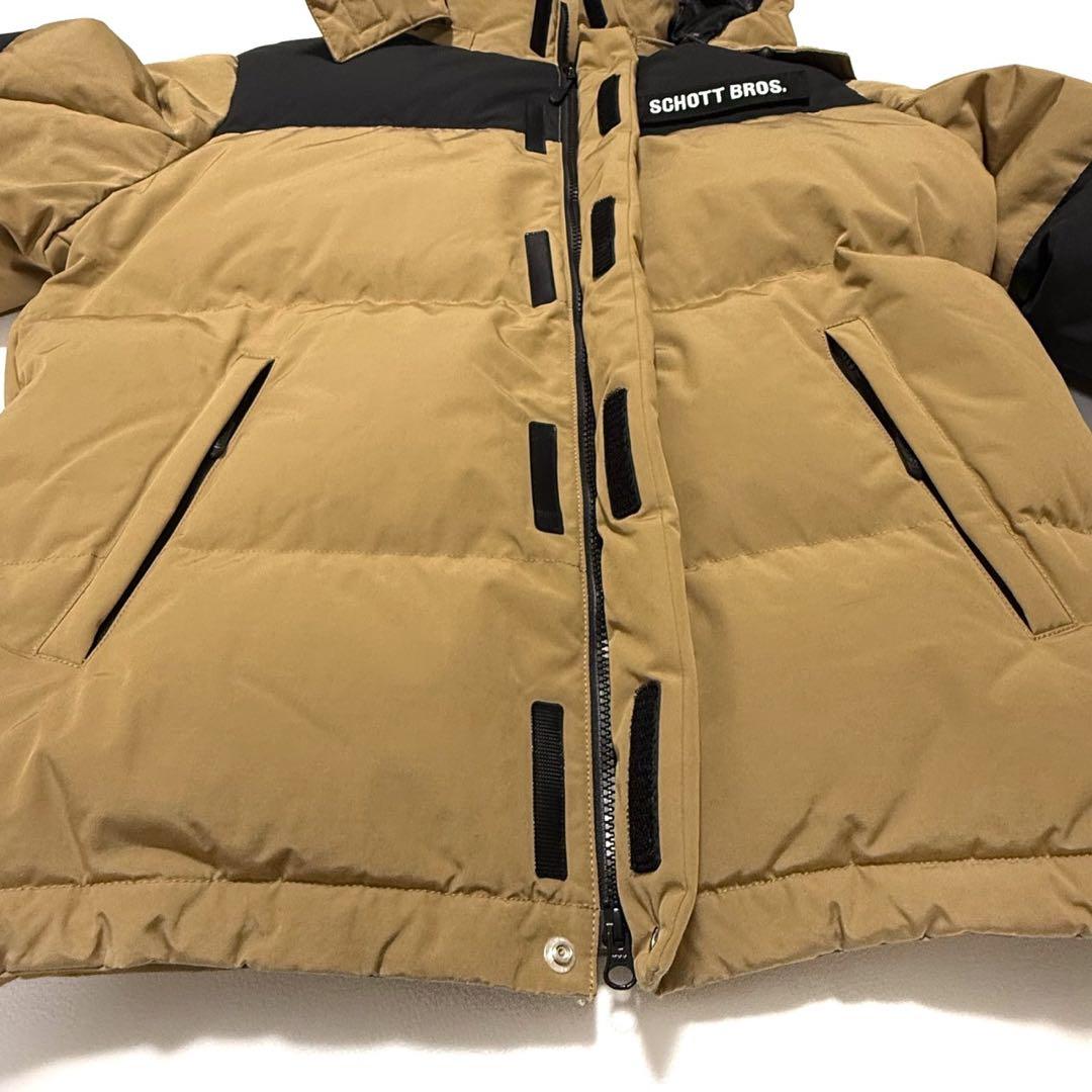 【美品】 SCHOTT BROS ダウンジャケット 肉厚 刺繍 ロゴ総柄 L相当