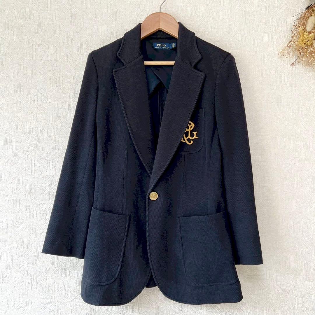 POLO RALPH LAUREN ニット エンブレム刺繍ブレザー ワンブレスト