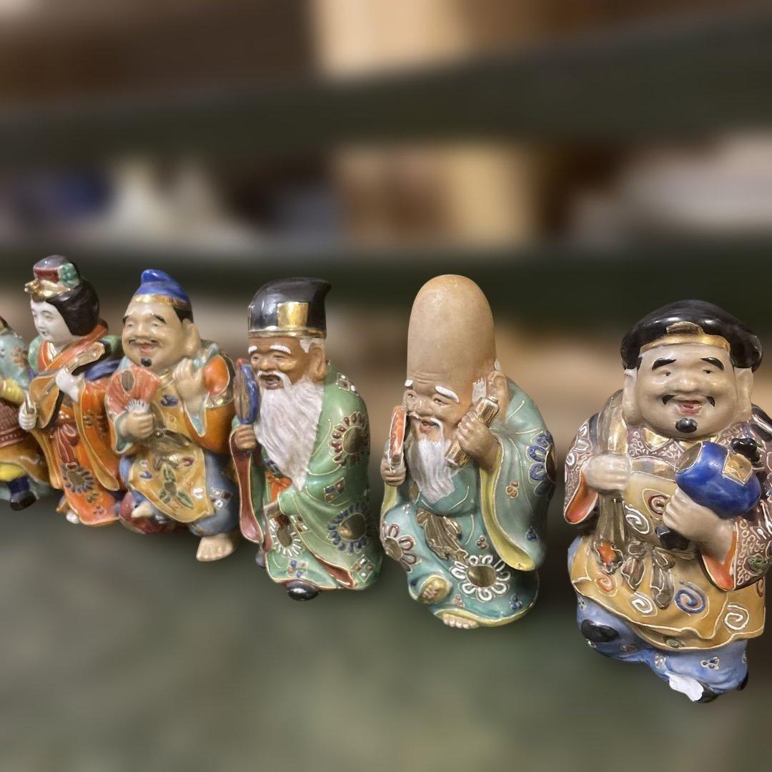 九谷焼七福神像 陶器置物 多色　古美術　骨董　アンティーク　石川県