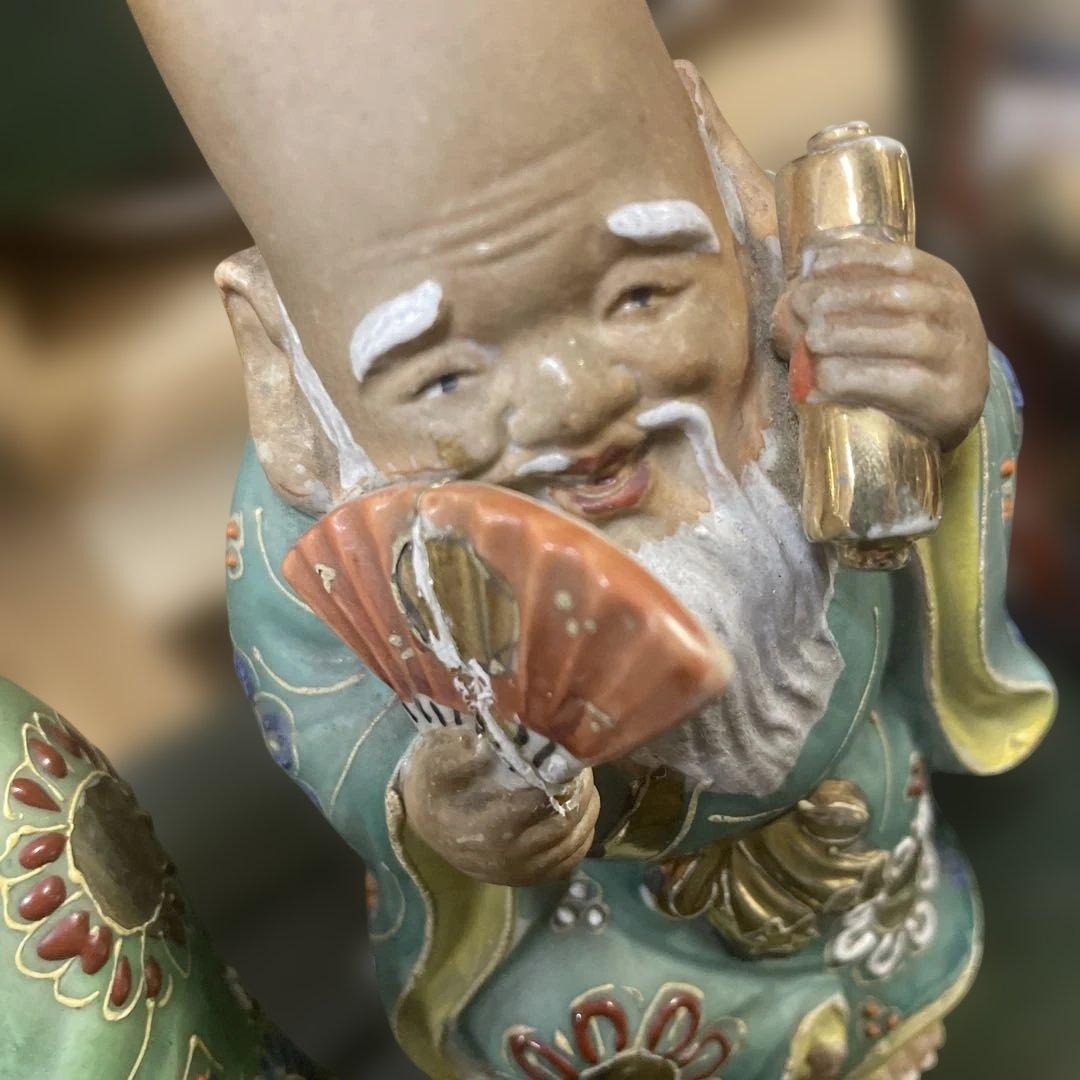 九谷焼七福神像 陶器置物 多色　古美術　骨董　アンティーク　石川県
