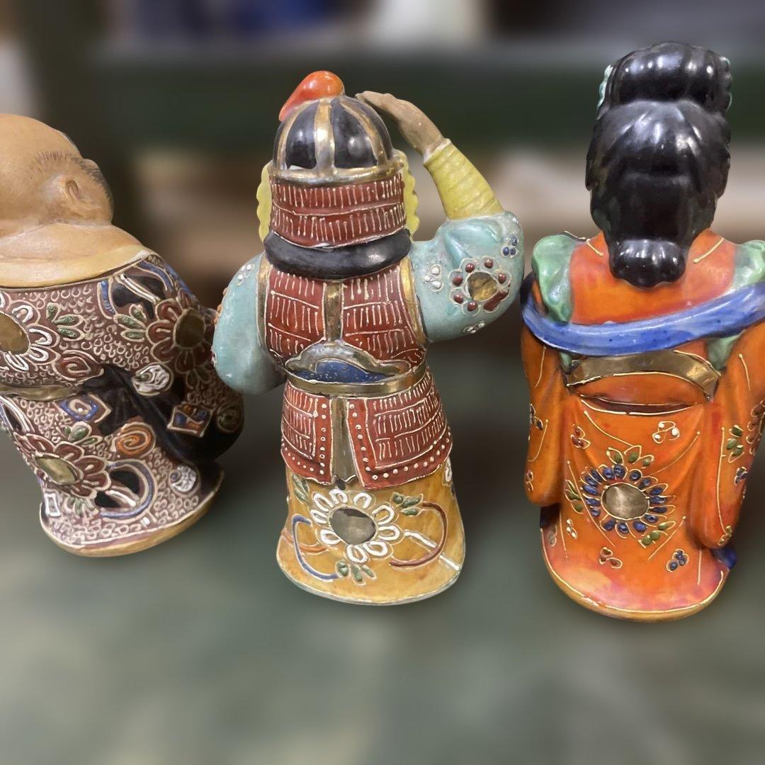 九谷焼七福神像 陶器置物 多色　古美術　骨董　アンティーク　石川県