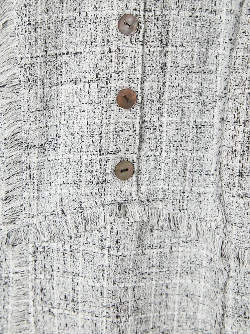 FRAY I.D フリンジデザインツイードポロワンピース ノースリーブ グレー