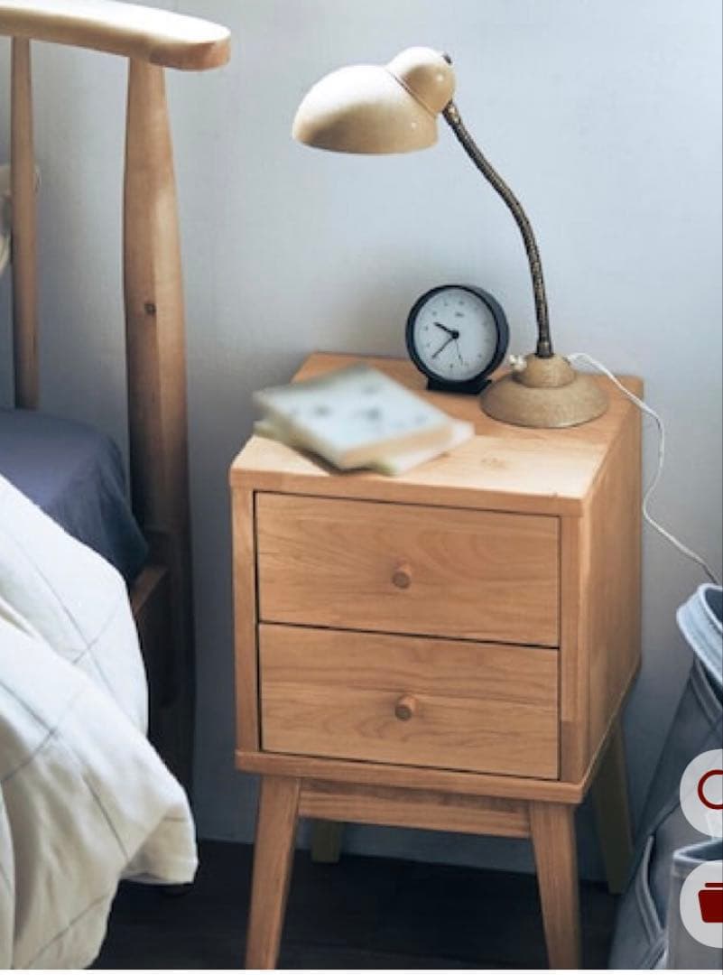 ナチュラルウッド サイドテーブル 2引き出し