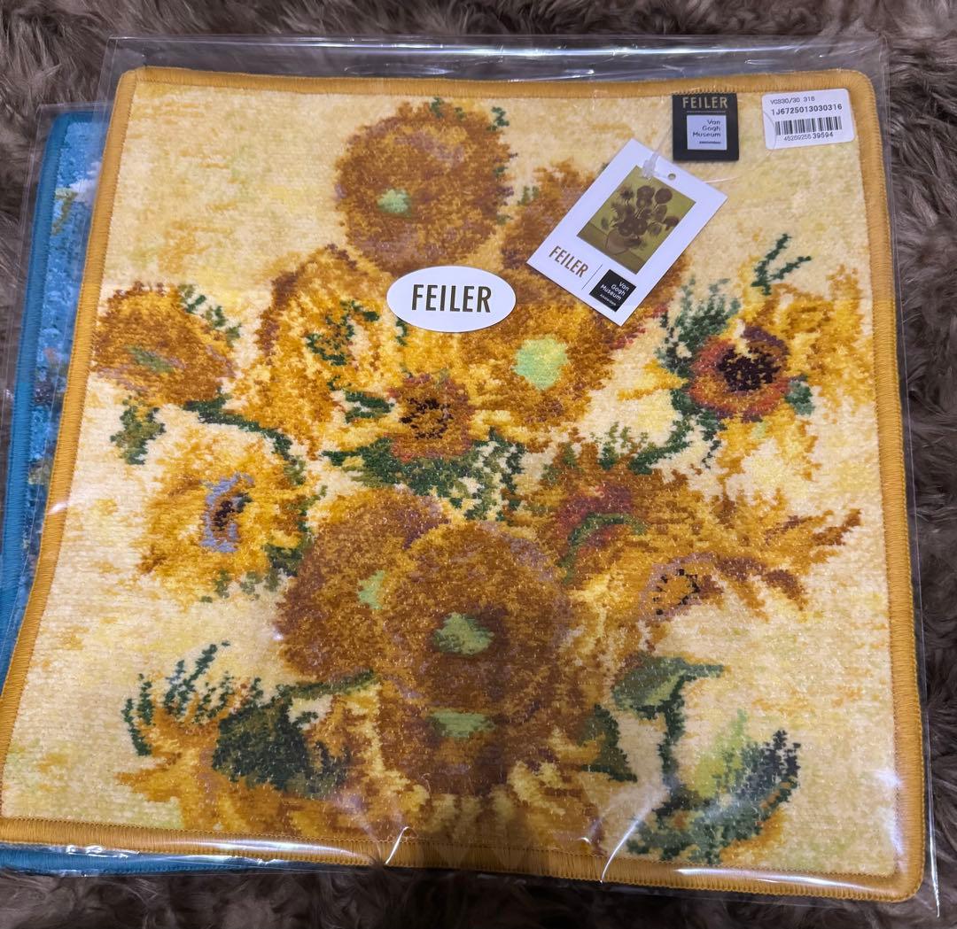 【新品2枚】フェイラー ハンカチ ゴッホ サンフラワーズ アーモンド ブロッサム