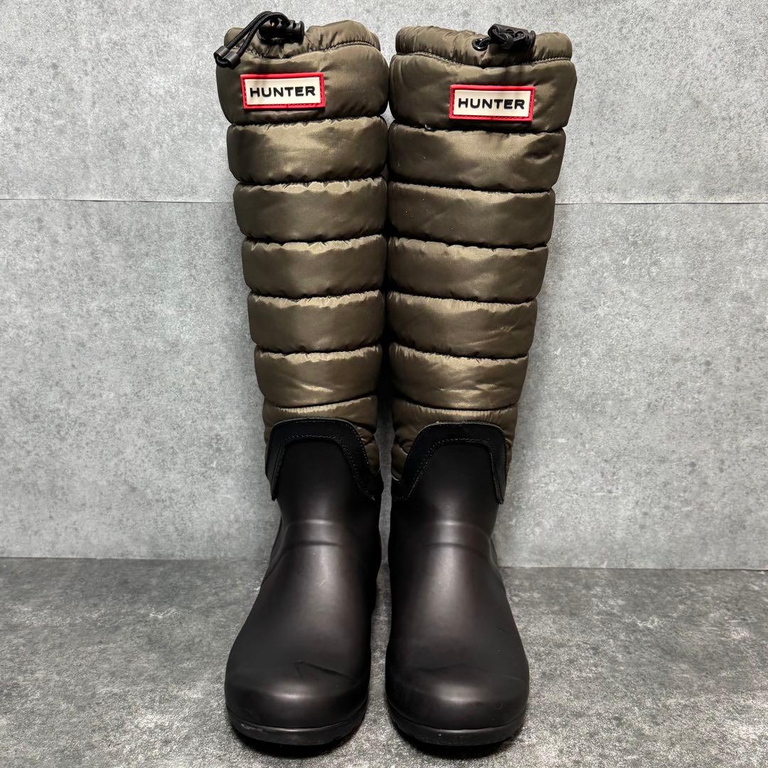 【新品】HUNTER オリーブ スノーキルティング ブーツ ナイロン 22cm