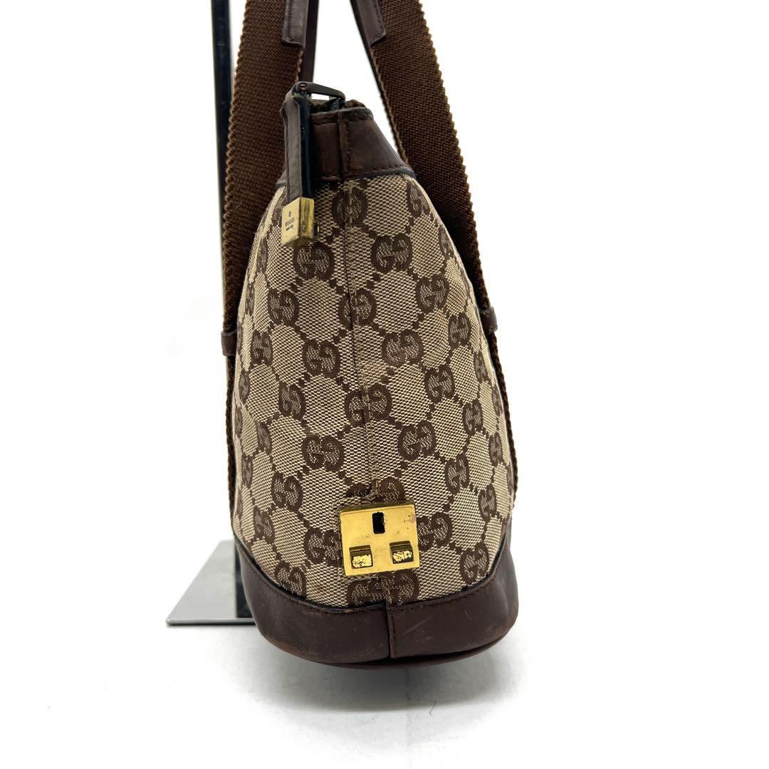 【美品】 GUCCI ハンドバッグ キャンバス レザー ブラウン バニティ
