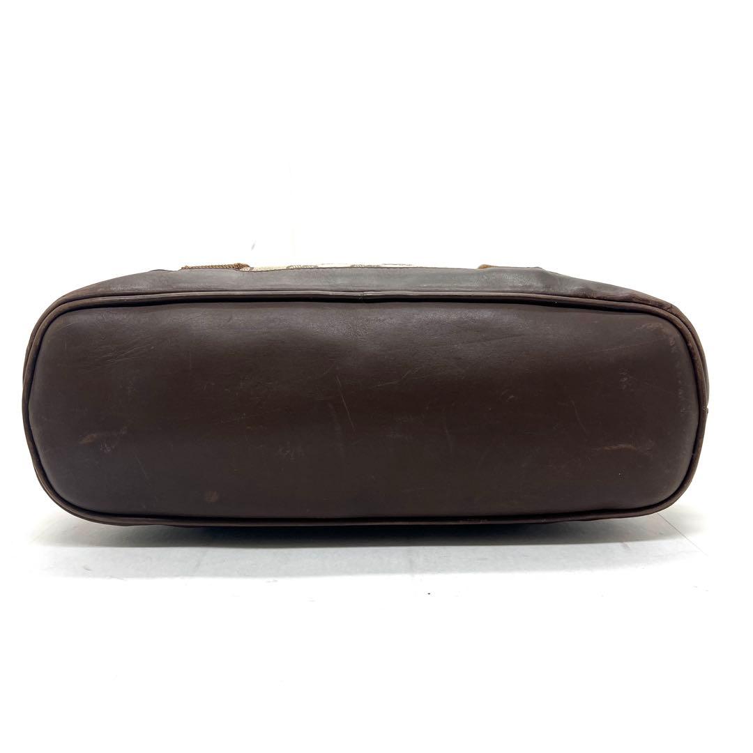 【美品】 GUCCI ハンドバッグ キャンバス レザー ブラウン バニティ