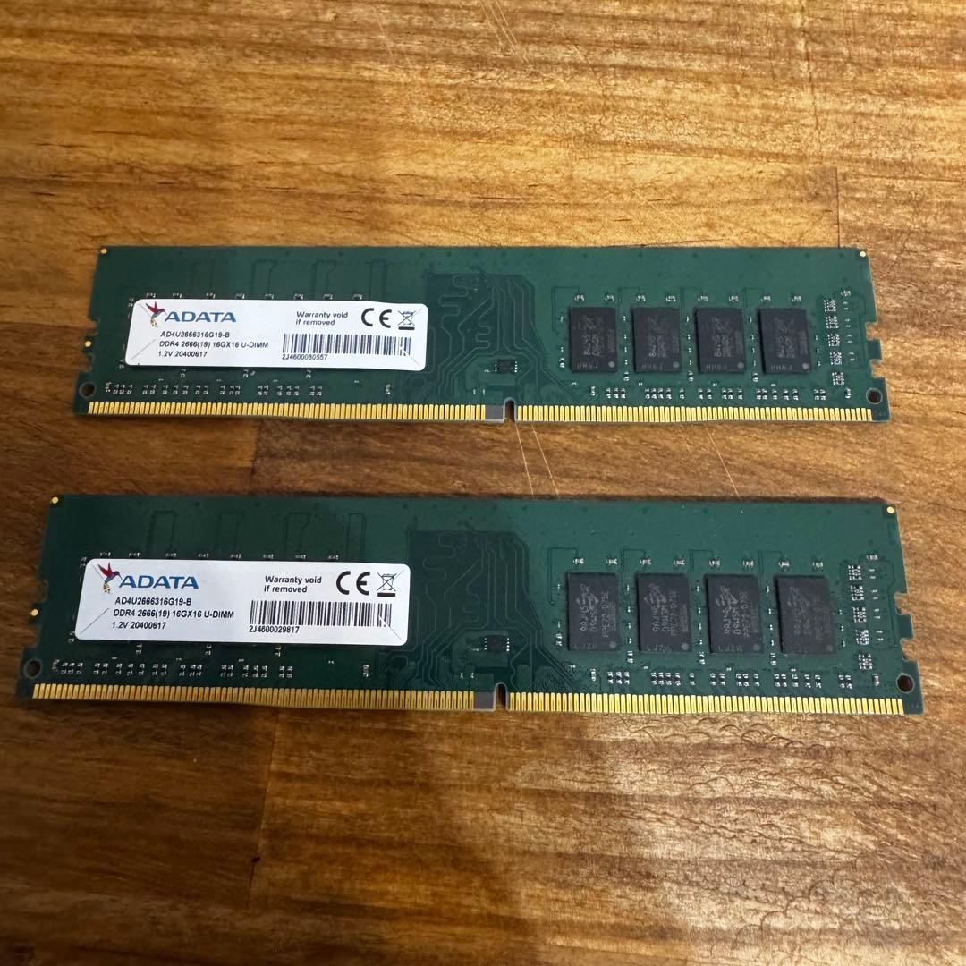 動確済　ADATA デスクトップPC用メモリ DDR4-2666 16GB 2枚
