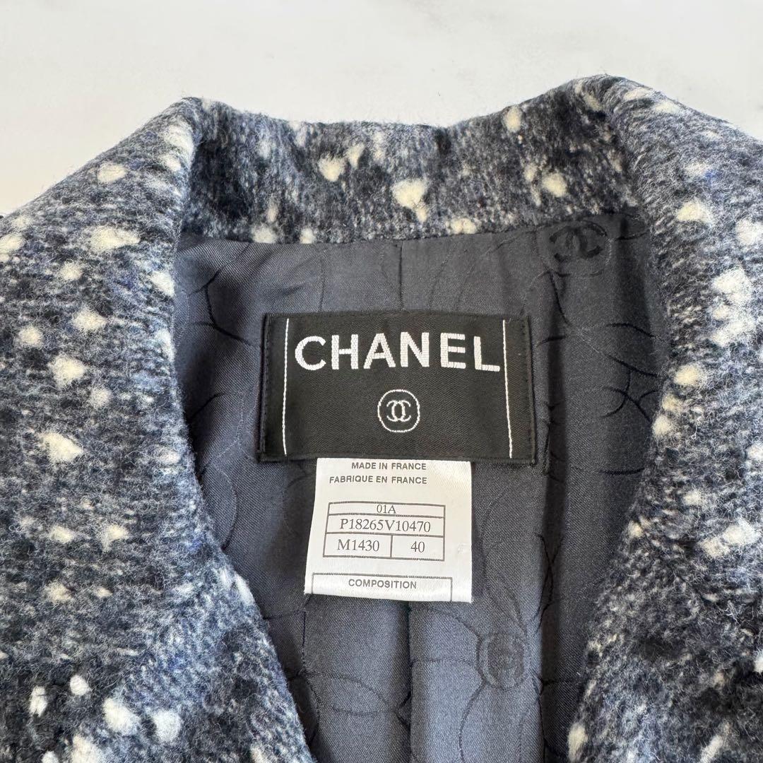 CHANEL シャネル ツイードジャケット ネイビー系 40