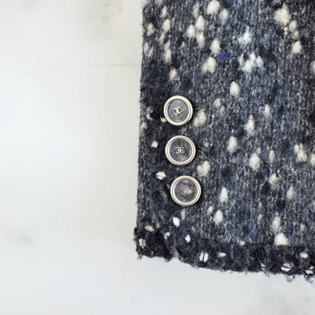 CHANEL シャネル ツイードジャケット ネイビー系 40