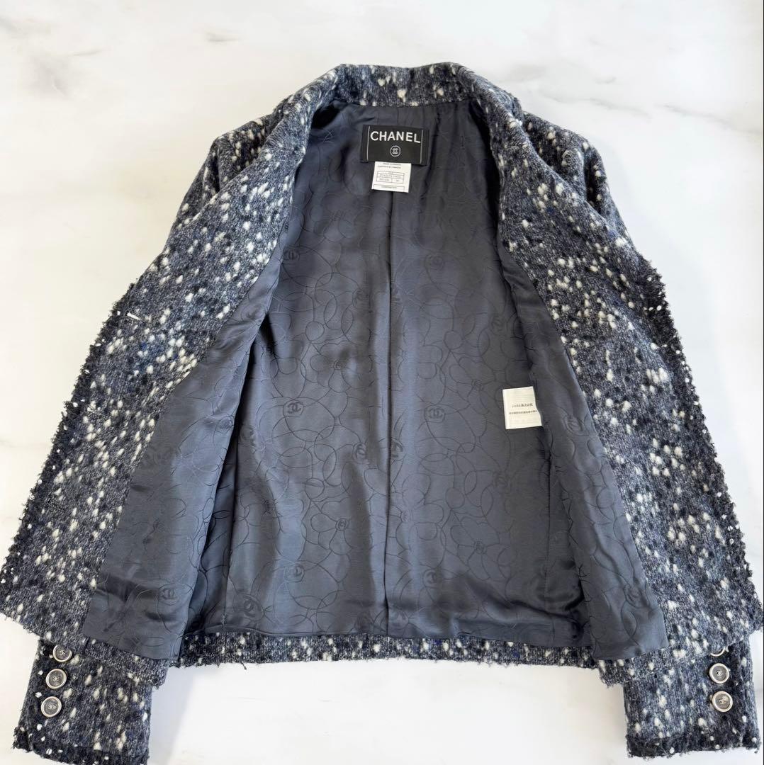 CHANEL シャネル ツイードジャケット ネイビー系 40