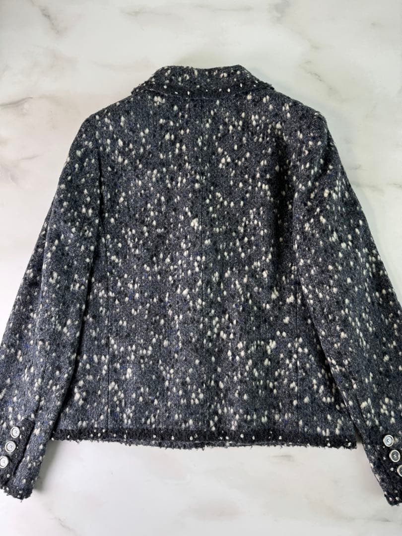 CHANEL シャネル ツイードジャケット ネイビー系 40