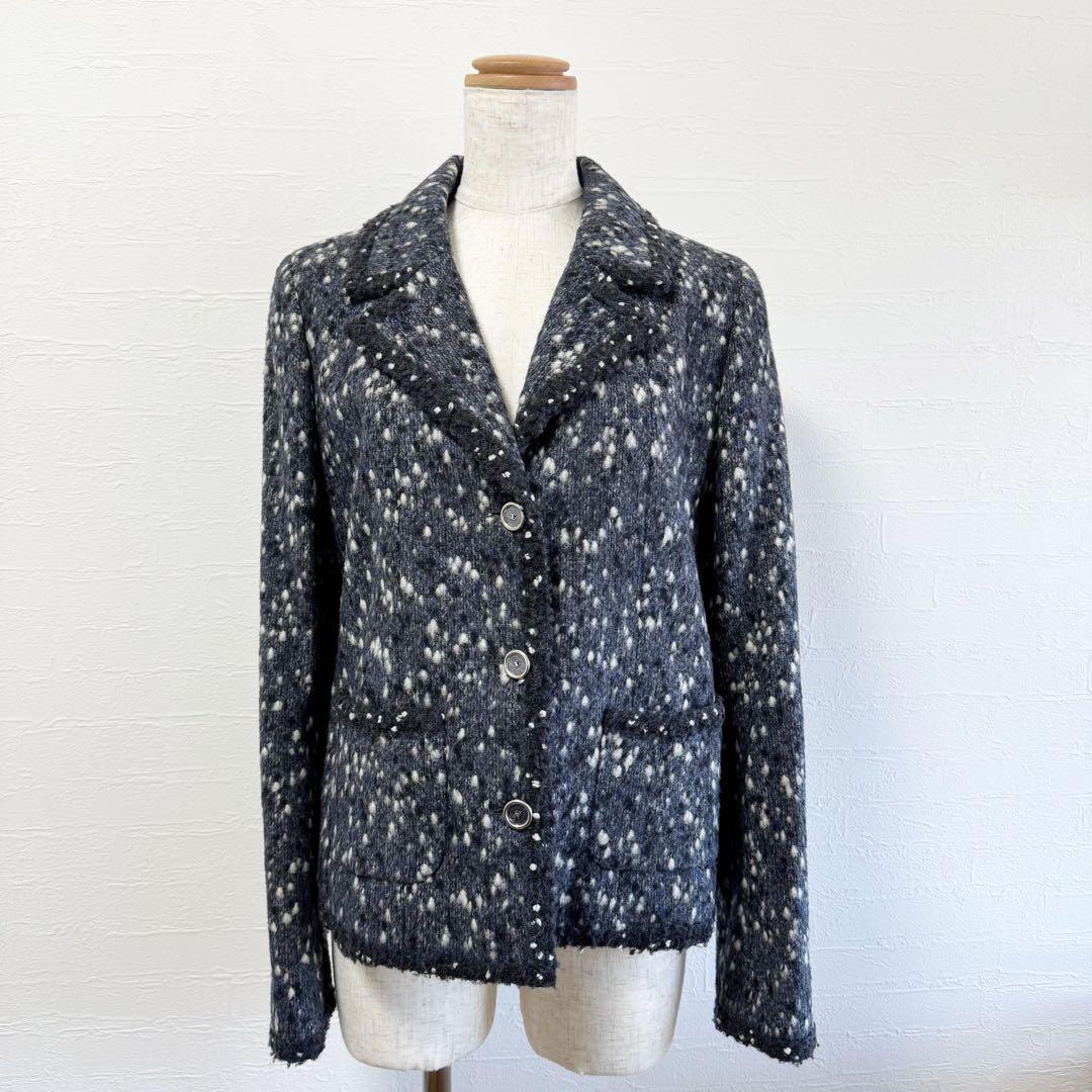 CHANEL シャネル ツイードジャケット ネイビー系 40