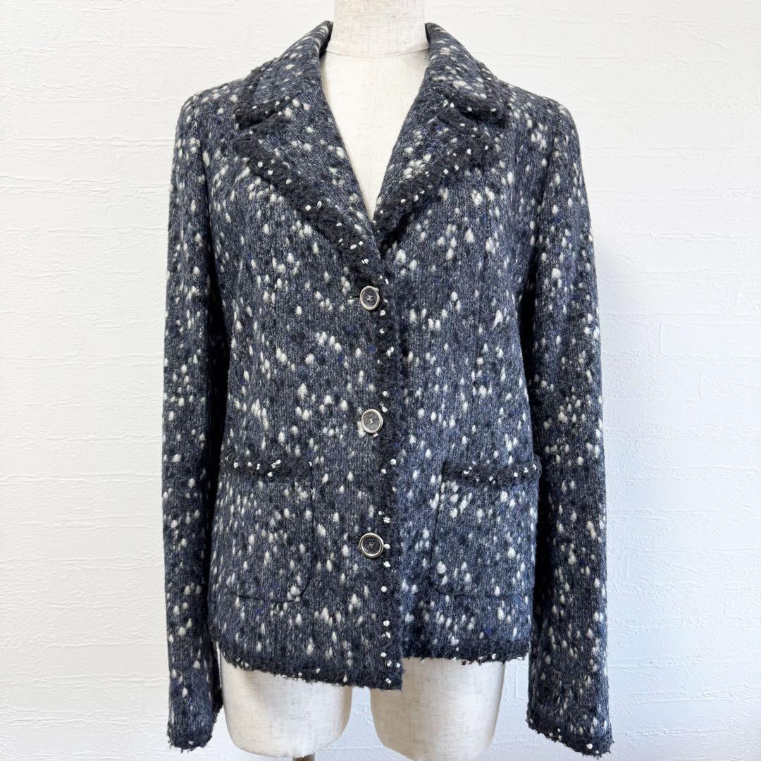 CHANEL シャネル ツイードジャケット ネイビー系 40