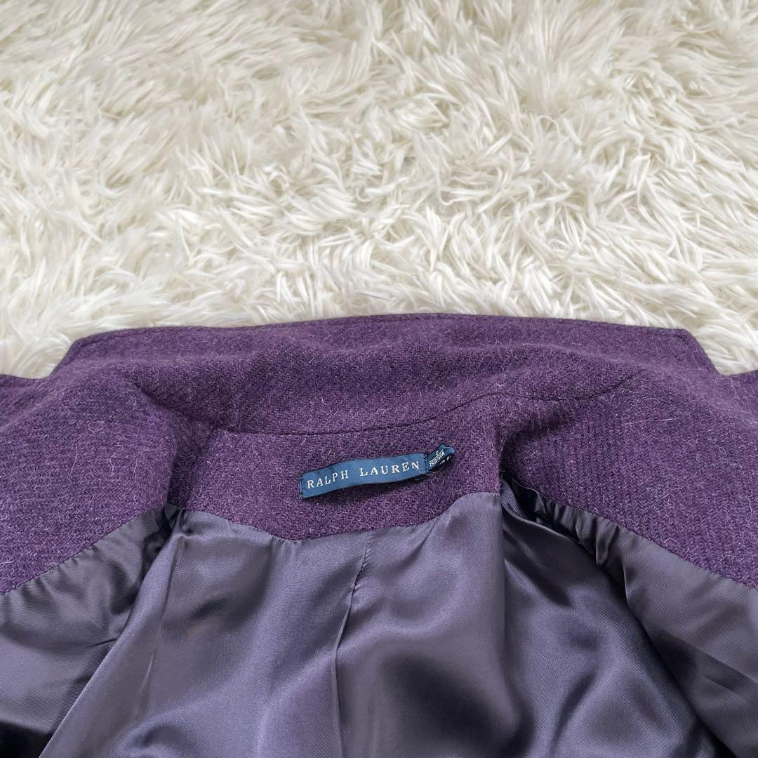 高級RALPH LAURENラルフローレンパープルツイードジャケットイタリア製