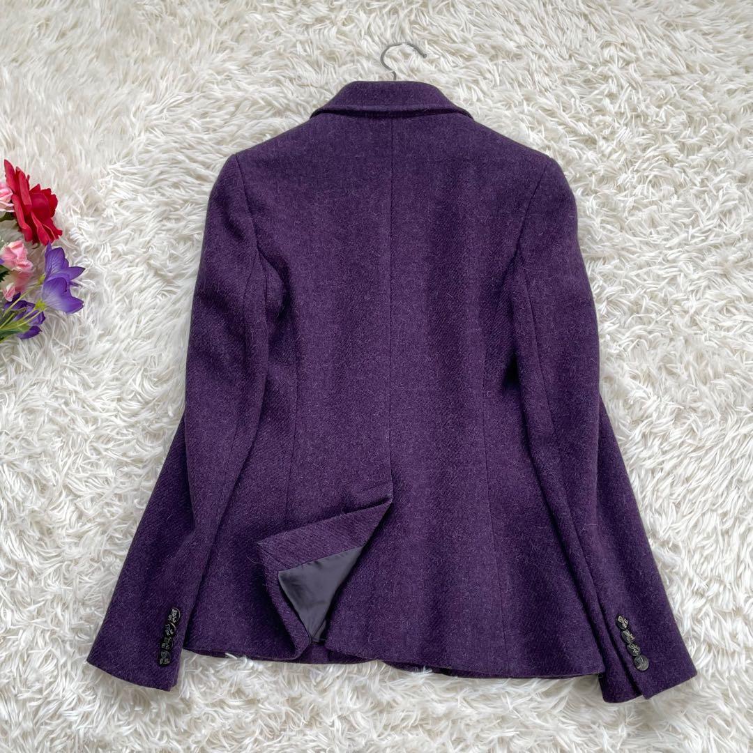 高級RALPH LAURENラルフローレンパープルツイードジャケットイタリア製