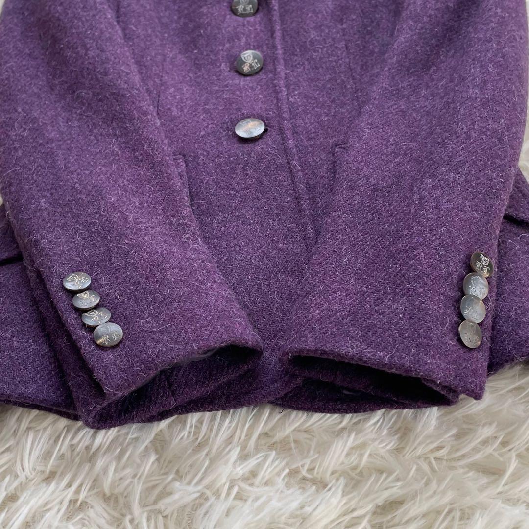 高級RALPH LAURENラルフローレンパープルツイードジャケットイタリア製