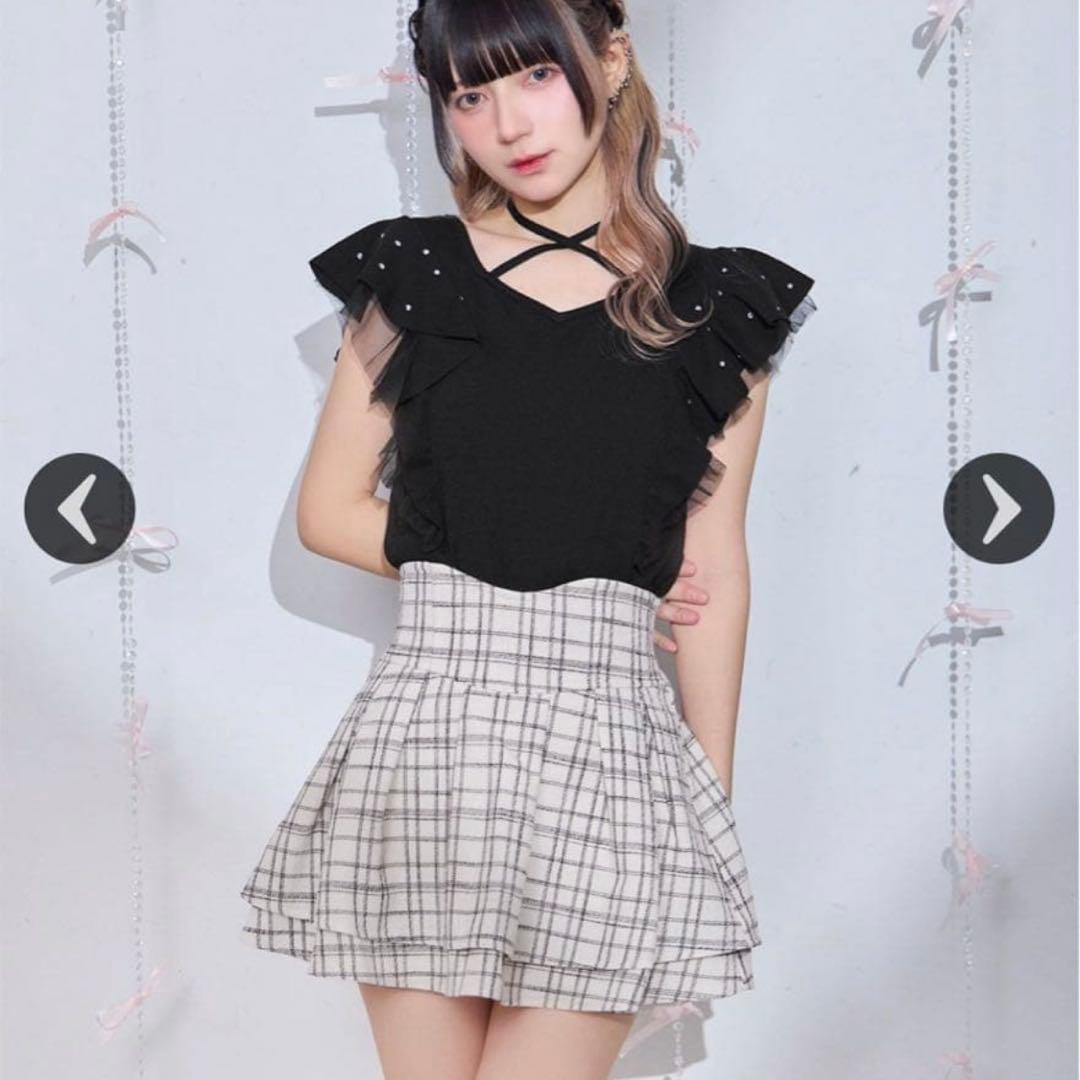 ミシェルマカロン 美脚スカート ツイード ホワイト