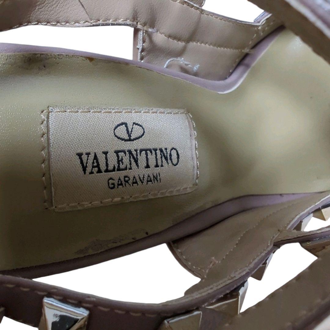 ヴァレンティノガラヴァーニ スタッズ サンダル ミュール ベージュ22.5
