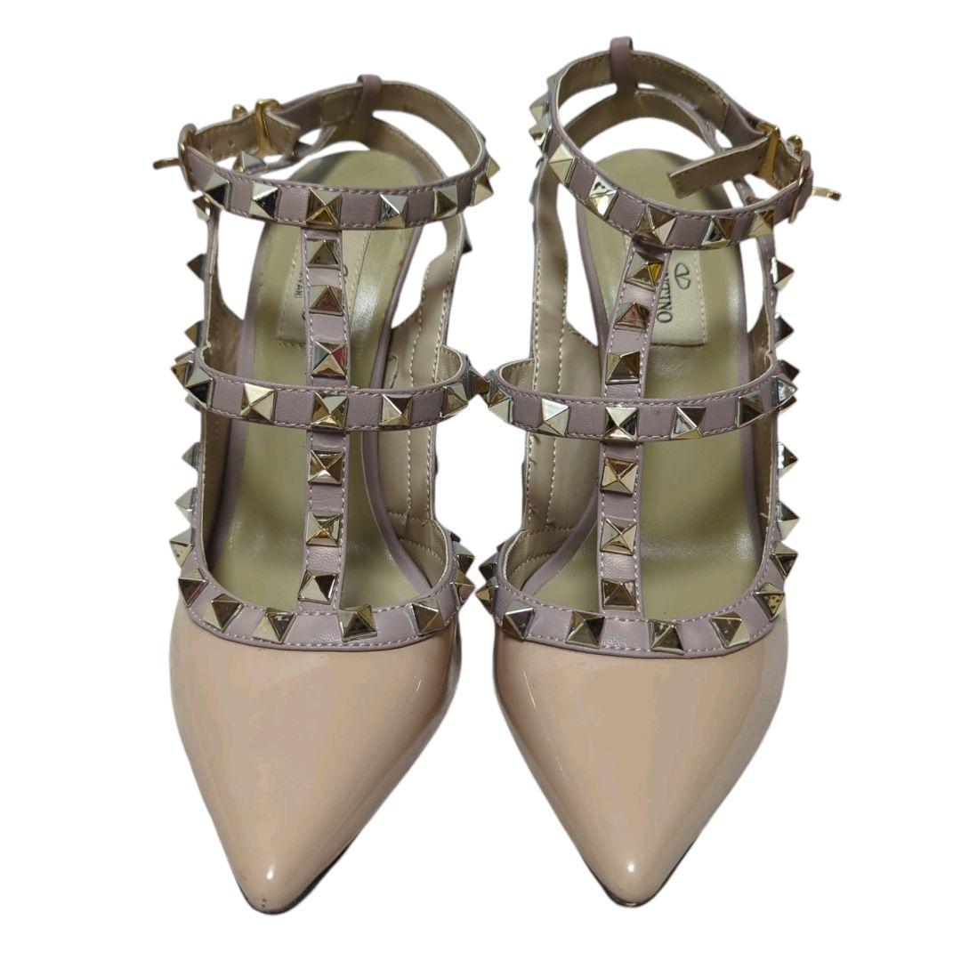 ヴァレンティノガラヴァーニ スタッズ サンダル ミュール ベージュ22.5