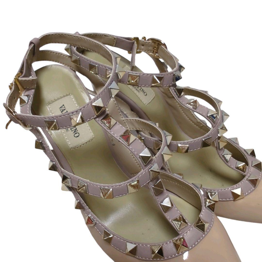 ヴァレンティノガラヴァーニ スタッズ サンダル ミュール ベージュ22.5