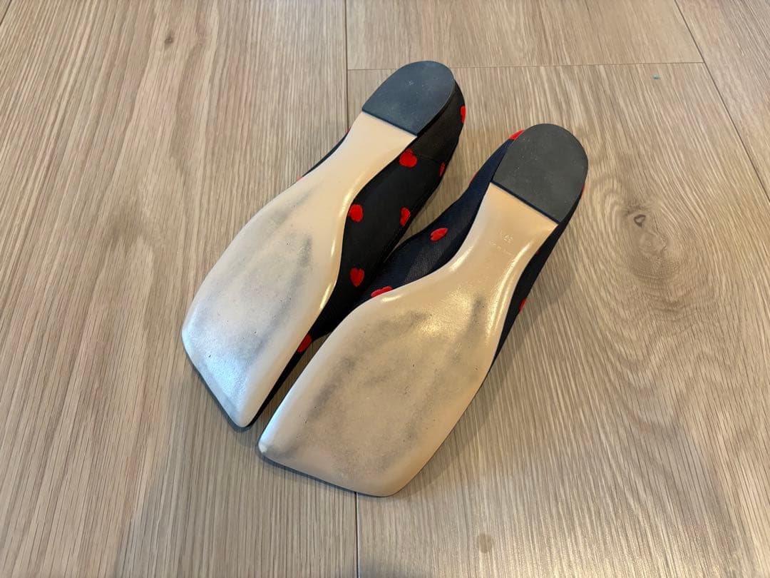PIPICHIC / ハート柄 スクエアトゥ フラットシューズ