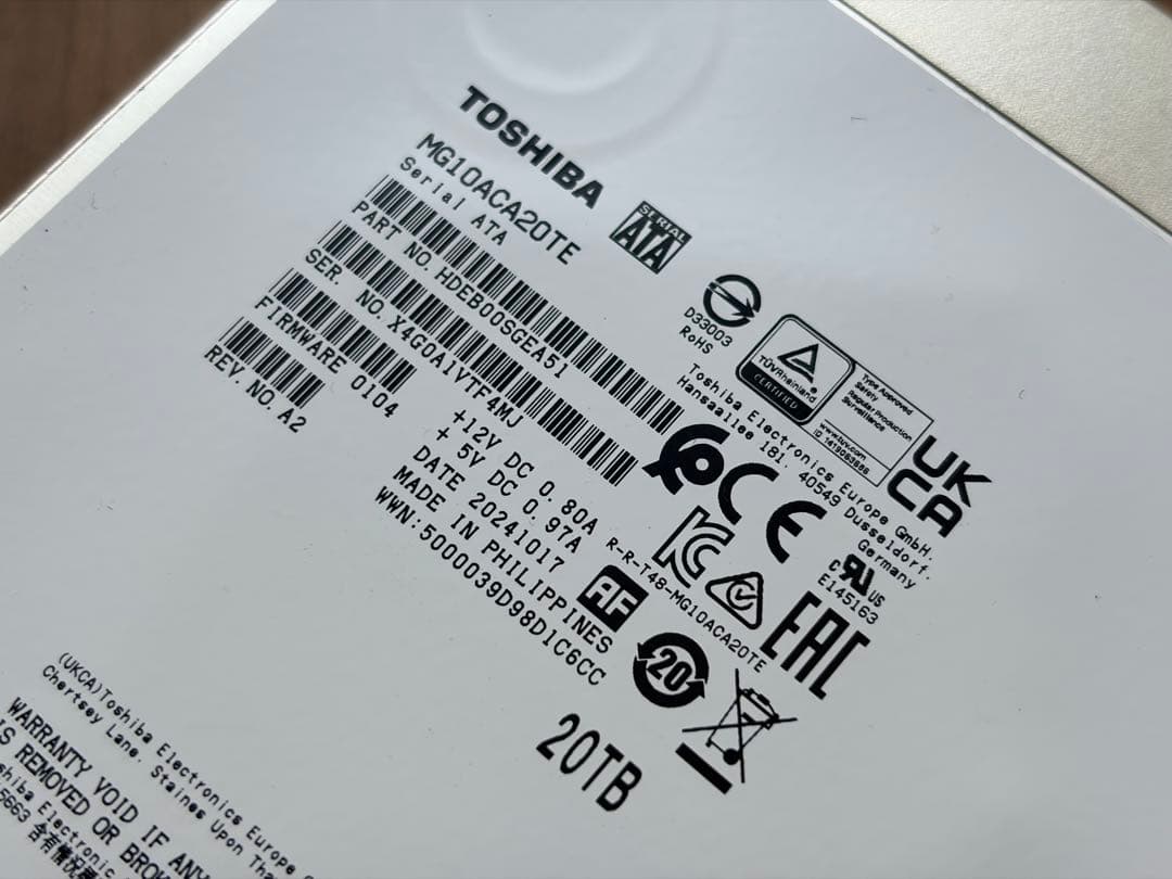 東芝 サーバー NAS用3.5インチ 20TB HDD MG10ACA20TE