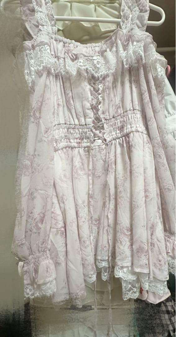 LIZLISA ローズリボンシフォンセットアップ ピンク