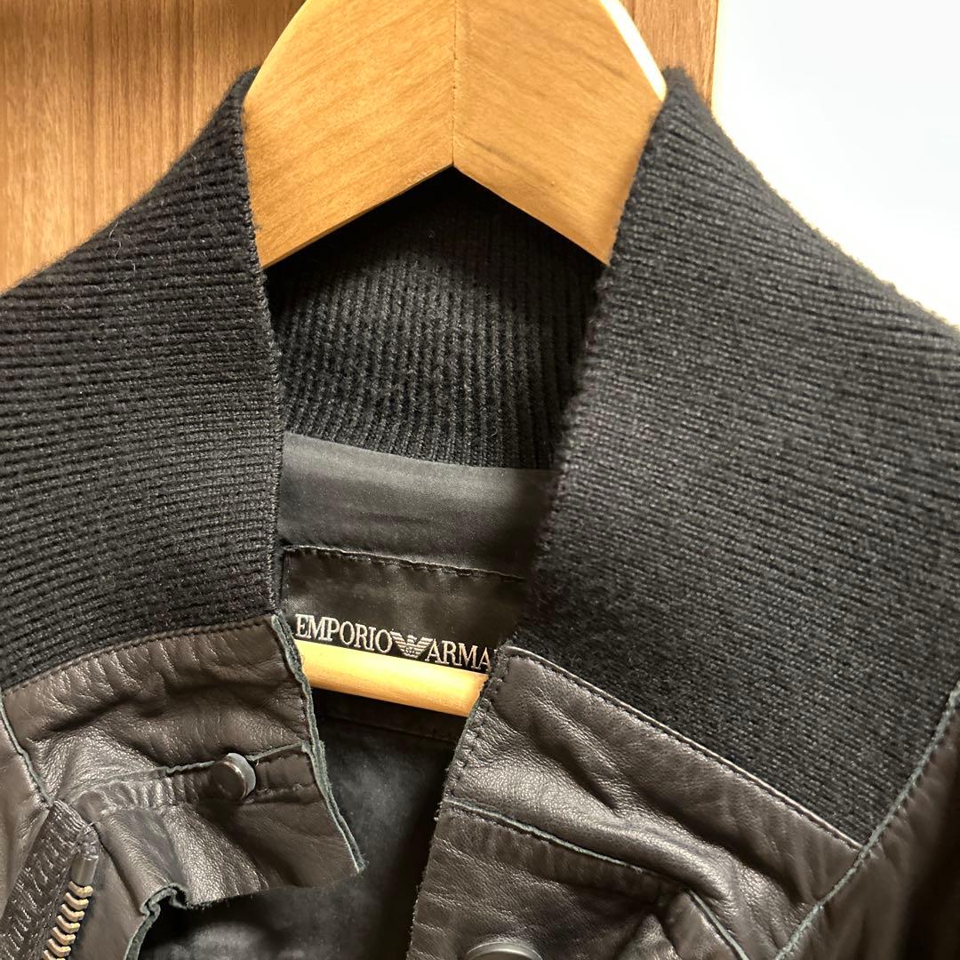 EMPORIO ARMANI レザージャケット・ブルゾン/54/羊革/ブラック/