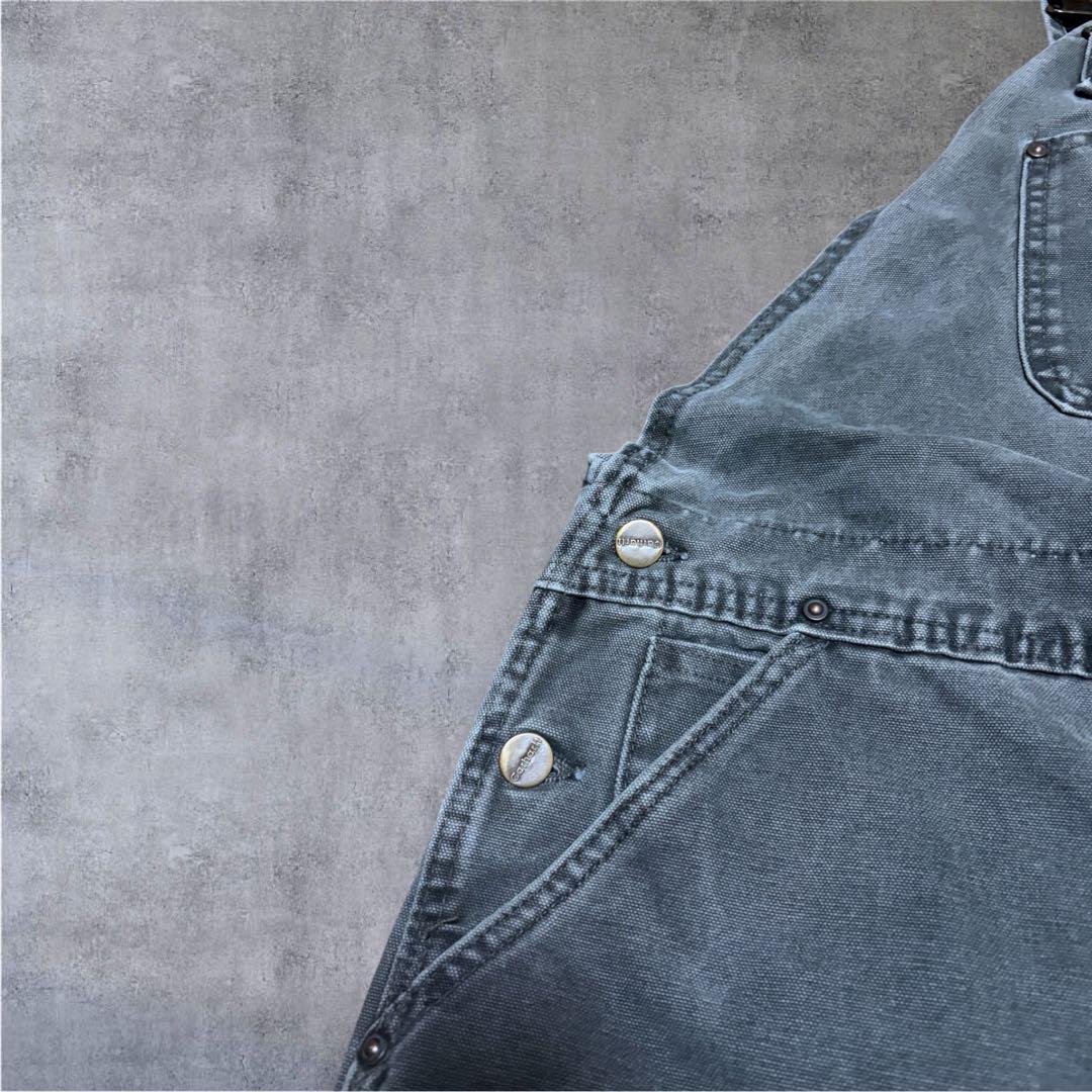 カーハートダブルニーオーバーオールダック地モスグリーンビッグシルエット