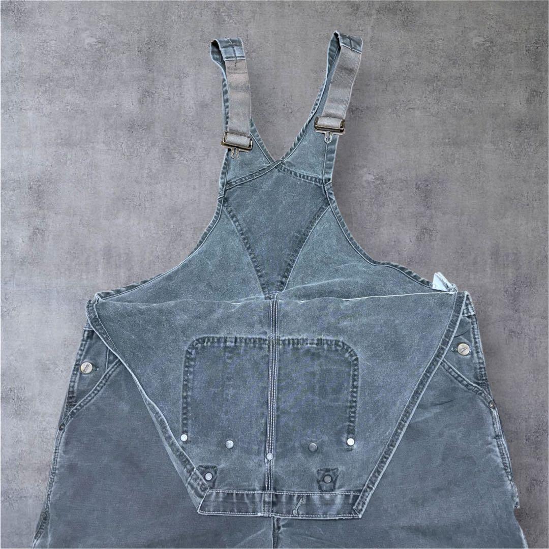 カーハートダブルニーオーバーオールダック地モスグリーンビッグシルエット