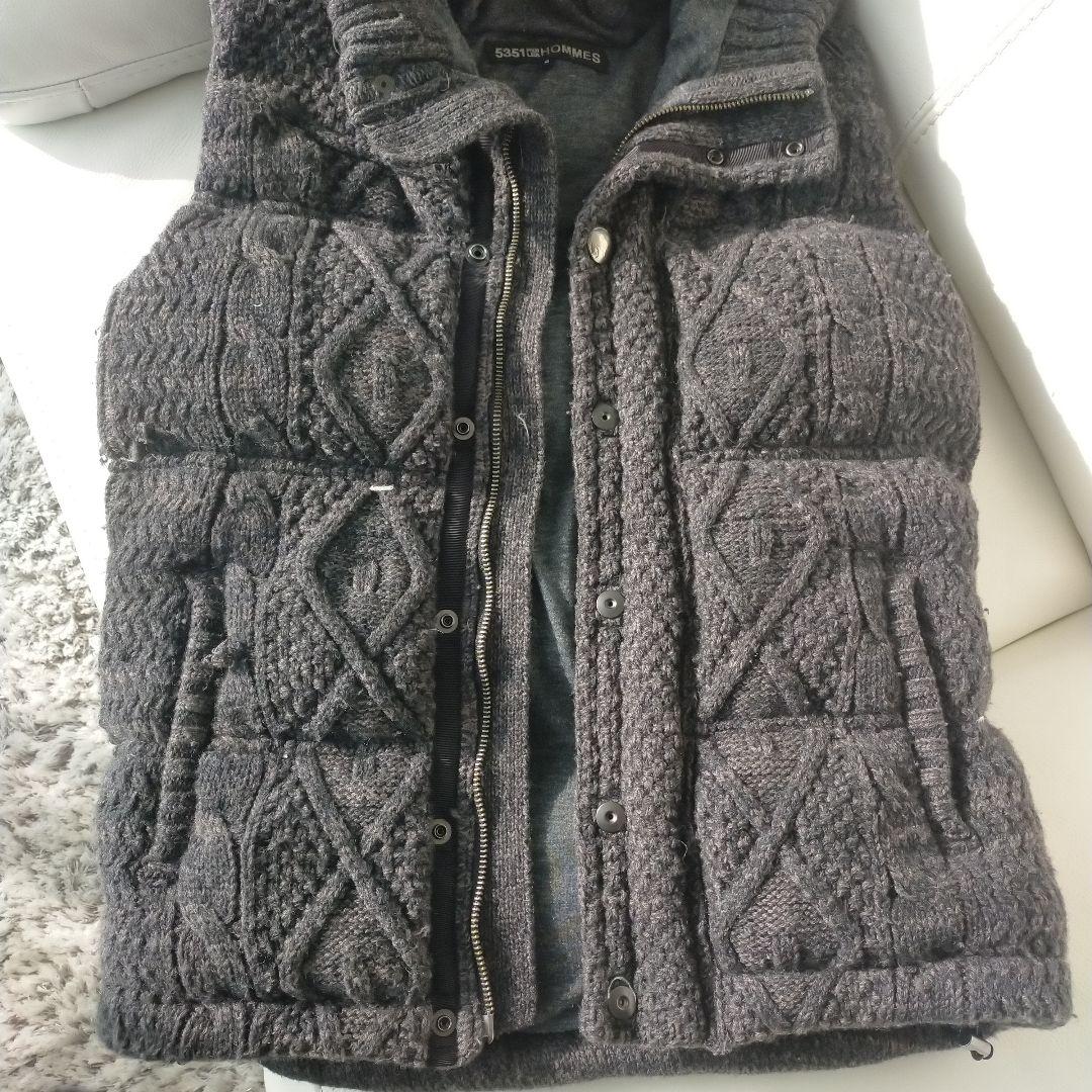 5351 POUR LES HOMMES フード付きダウンベスト グレー