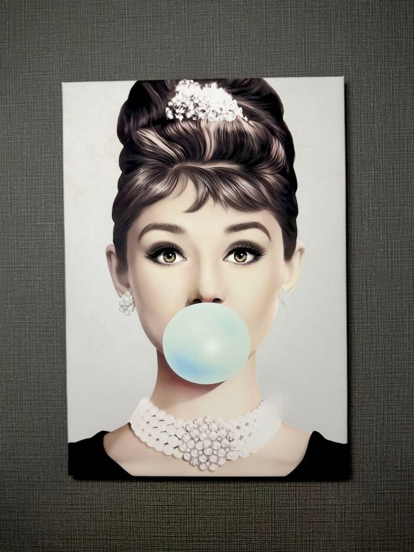 No257木枠付きキャンバスアート　ヘプバーン　マリリンモンロー　アートポスター