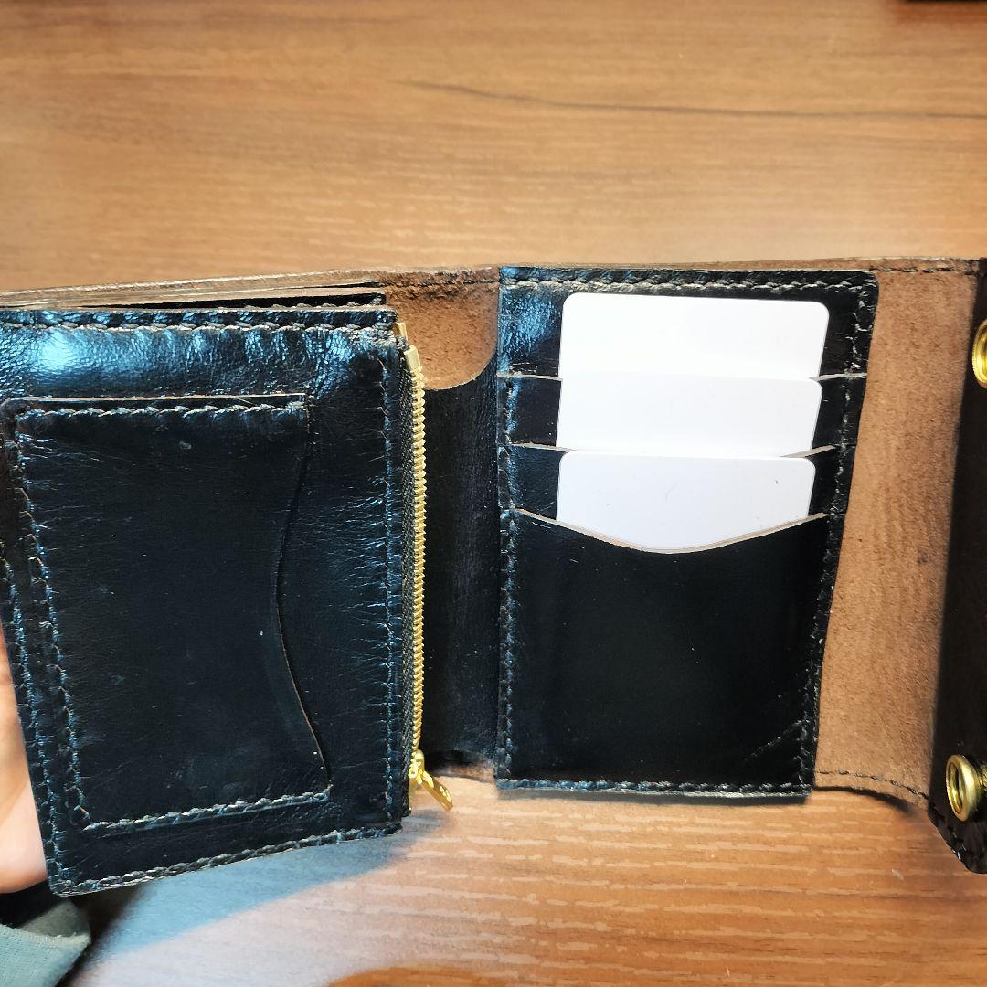 茶芯　ホースハイド　三つ折りトラッカーウォレット