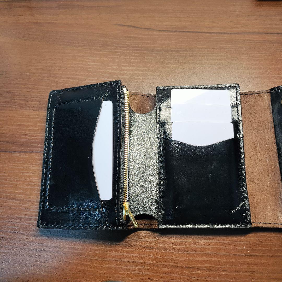 茶芯　ホースハイド　三つ折りトラッカーウォレット