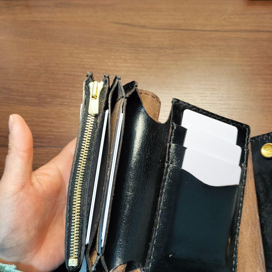 茶芯　ホースハイド　三つ折りトラッカーウォレット